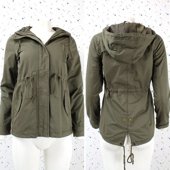 Hooded Utility Safari Military Anorak Jacket Olive - Picture 1 of 8